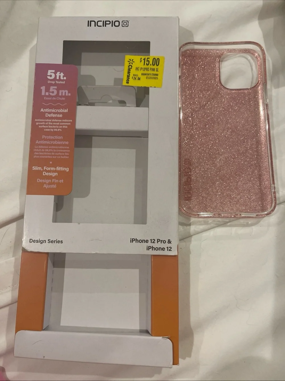 iPhone 12 Pro & 12 Phone Case Incipio Design Series Slim Fitting Pink Glitter